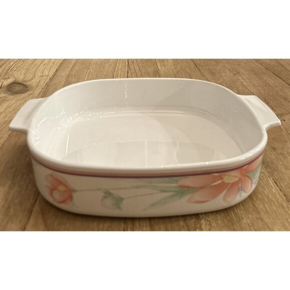 Vtg Corning Ware 2.5 Liter Casserole Baking Dish Pink Peony Pattern A-10-B - Picture 1 of 5